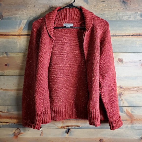 Eddie Bauer Sweaters Eddie Bauer Womens Wool Sweater Zip Down Red